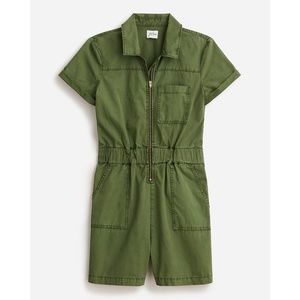 J. CREW Zip-Front Utility Chino Romper Olive Green Size 4